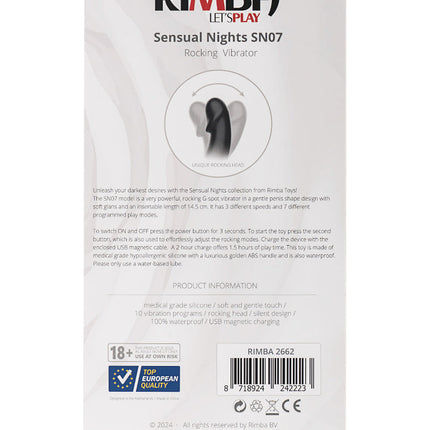 Rimba - Sensual nights SN07 - G-Spot Vibrator met Bewegende Kop - Zwart-Erotiekvoordeel.nl