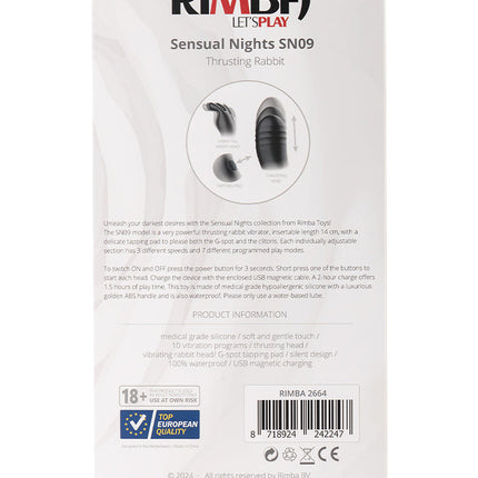 Rimba - Sensual nights SN09 - Stotende Rabbit Vibrator - Zwart-Erotiekvoordeel.nl