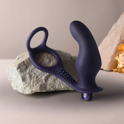 Rocks-Off - Nova Zenturian - Prostaatplug met penis- en testikelringen - Blauw