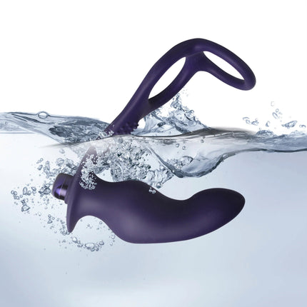 Rocks-Off - Nova Zenturian - Prostaatplug met penis- en testikelringen - Blauw