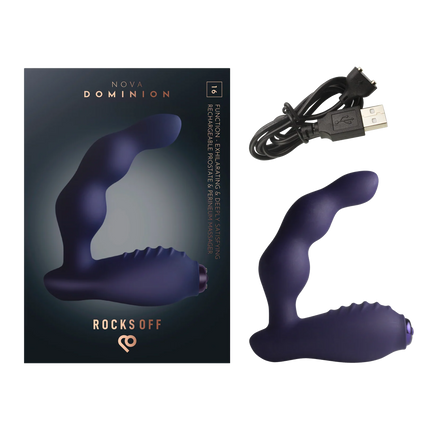 Rocks-Off - Nova Dominion - Gebogen prostaat- en perineumstimulator - Blauw