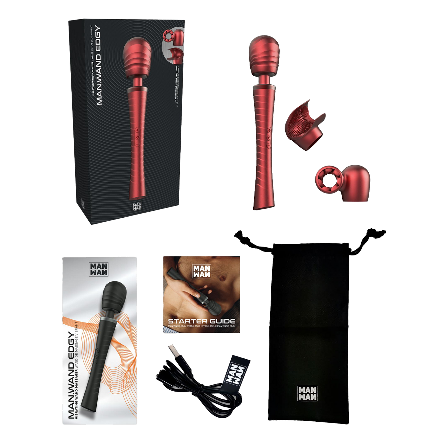 ManWan - Man.Wand Edgy - Wand Vibrator voor Haar & Hem - Red Velvet-Rimbastore.com
