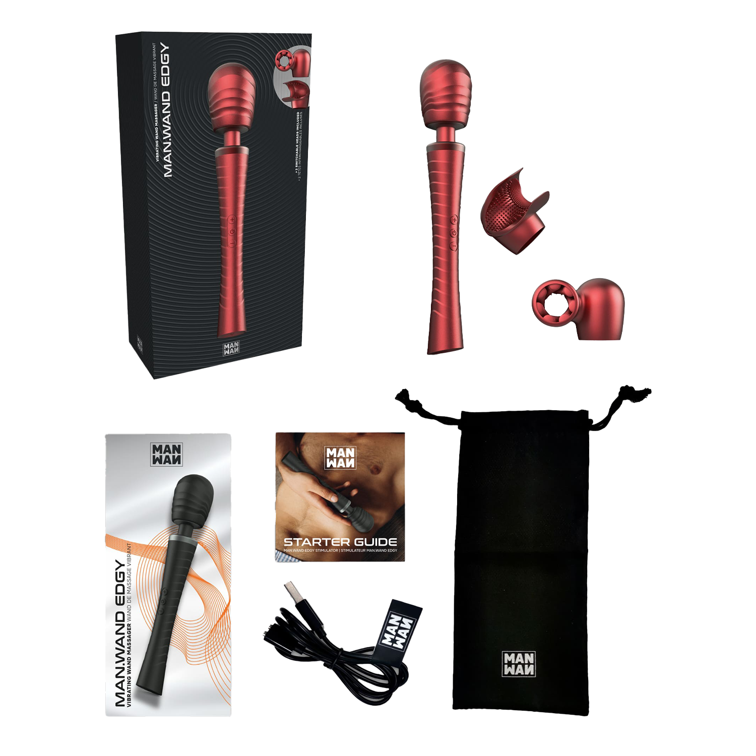 ManWan - Man.Wand Edgy - Wand Vibrator voor Haar & Hem - Red Velvet-Rimbastore.com