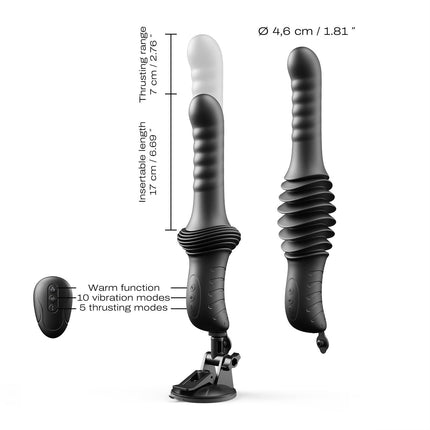 Dorcel - Deep Orgasm - Stotende Vibrator - Verwarmend - Met Zuignap - Zwart-Rimbastore.com