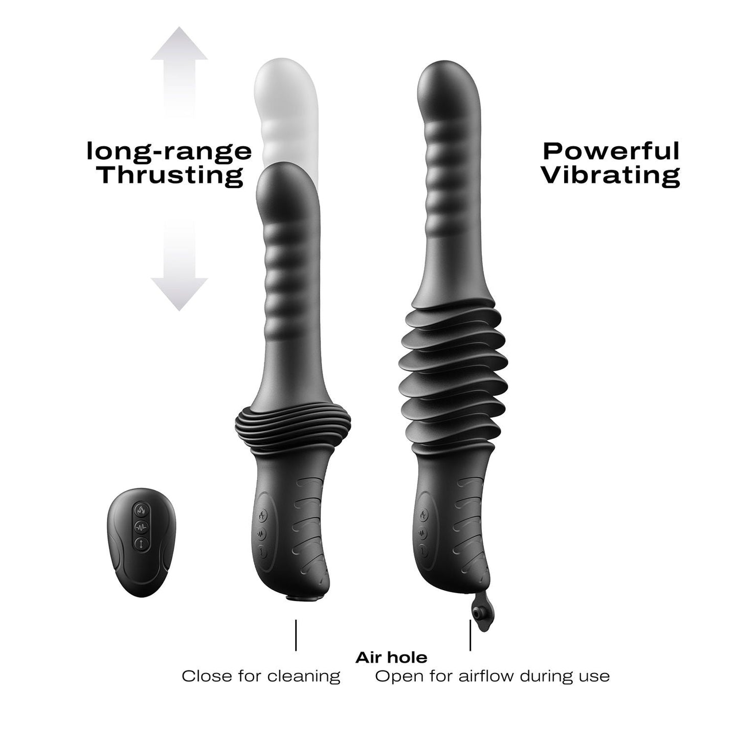 Dorcel - Deep Orgasm - Stotende Vibrator - Verwarmend - Met Zuignap - Zwart-Rimbastore.com