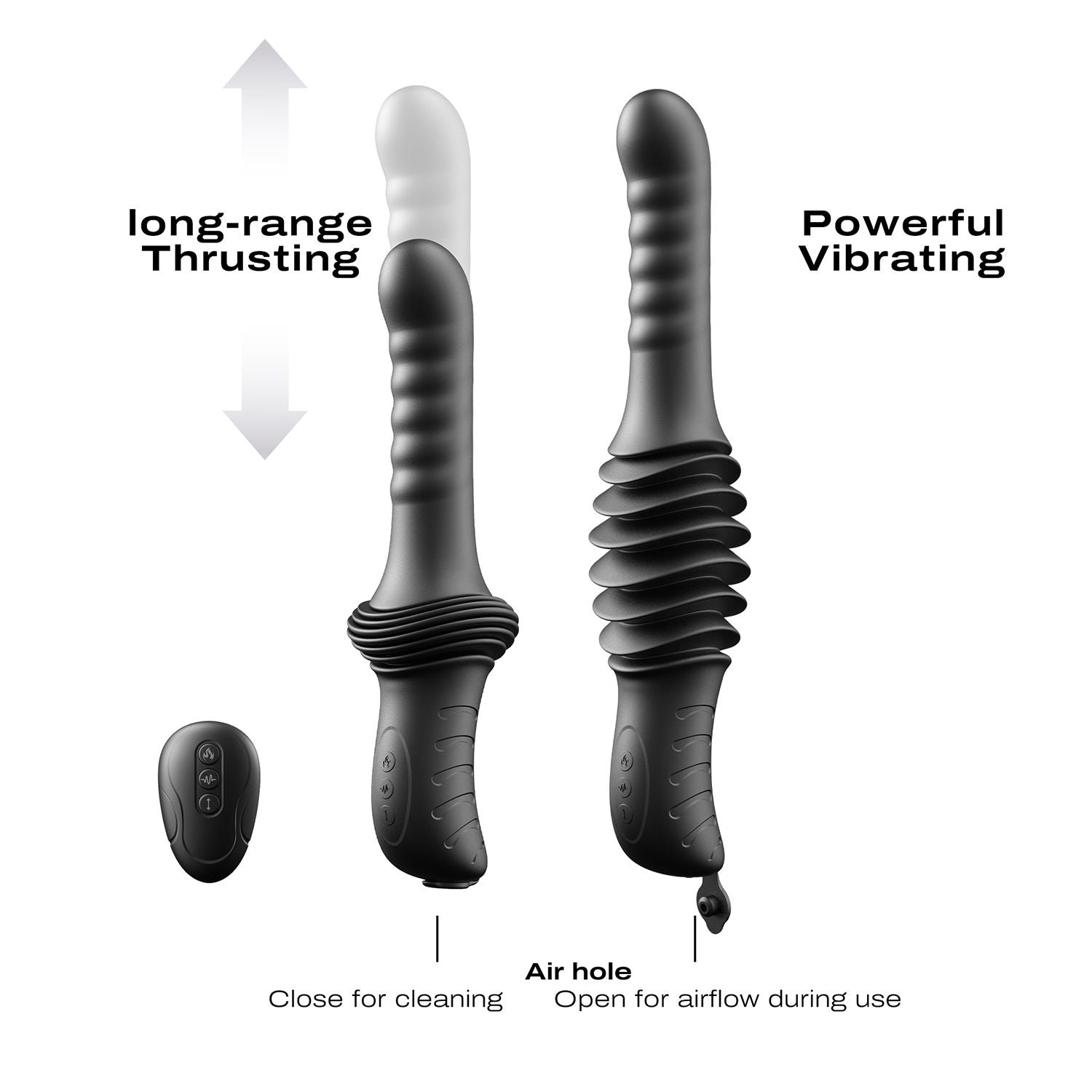 Dorcel - Deep Orgasm - Stotende Vibrator - Verwarmend - Met Zuignap - Zwart-Rimbastore.com
