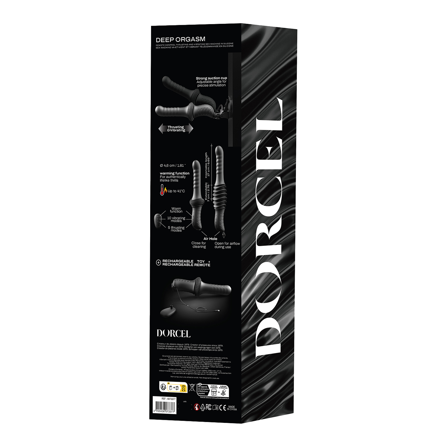 Dorcel - Deep Orgasm - Stotende Vibrator - Verwarmend - Met Zuignap - Zwart-Rimbastore.com