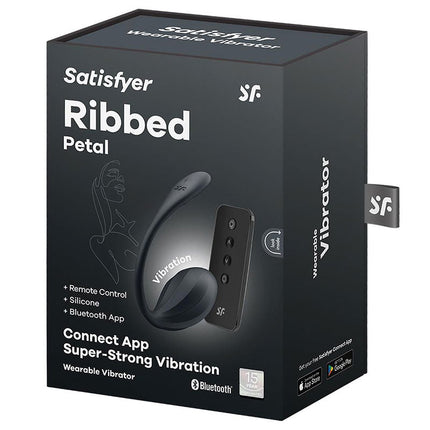 Satisfyer - Ribbed Petal - Tragbarer Vibrator - Panty-Vibrator - Vibrierendes Ei - Schwarz