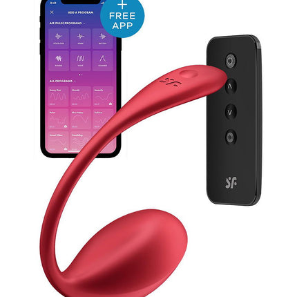 Satisfyer - Shiny Petal - Tragbarer Vibrator - Panty-Vibrator - Vibrierendes Ei - Rot