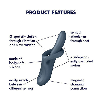 Satisfyer - Heat Flex 4 - Heating Rabbit Vibrator - Gray