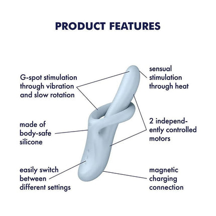 Satisfyer - Heat Flex 4 - Heating Rabbit Vibrator - Light Blue