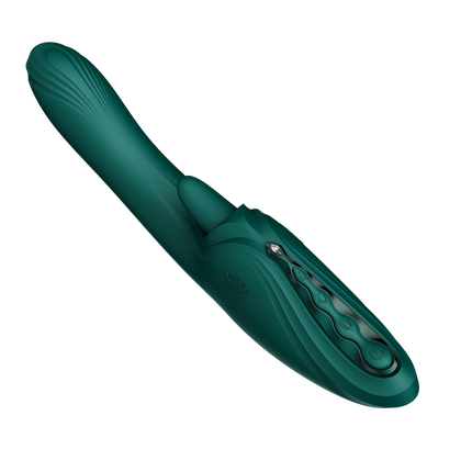 ZALO - Ares - Likkende G-Spot Rabbit Vibrator - Verwarmend - App Control - Smaragd Groen-Erotiekvoordeel.nl