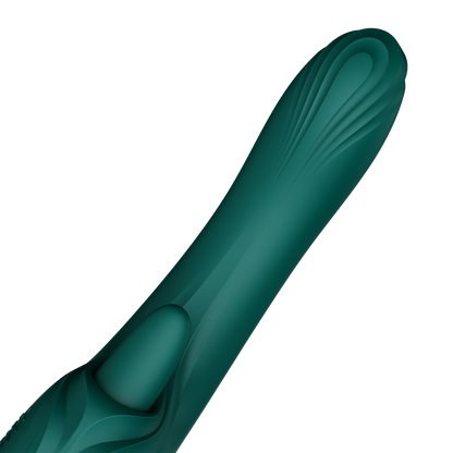 ZALO - Ares - Likkende G-Spot Rabbit Vibrator - Verwarmend - App Control - Smaragd Groen-Erotiekvoordeel.nl