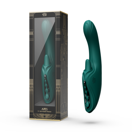 ZALO - Ares - Likkende G-Spot Rabbit Vibrator - Verwarmend - App Control - Smaragd Groen-Erotiekvoordeel.nl