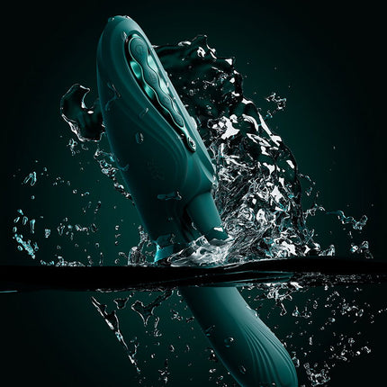 ZALO - Ares - Likkende G-Spot Rabbit Vibrator - Verwarmend - App Control - Smaragd Groen-Erotiekvoordeel.nl