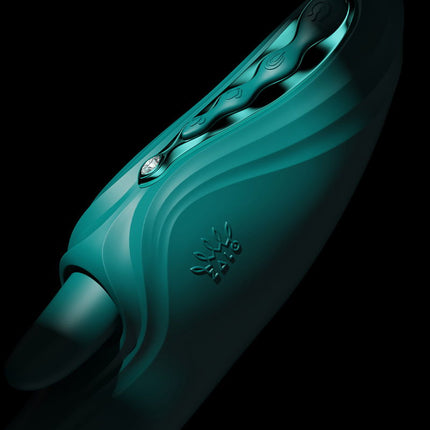 ZALO - Ares - Likkende G-Spot Rabbit Vibrator - Verwarmend - App Control - Smaragd Groen-Erotiekvoordeel.nl