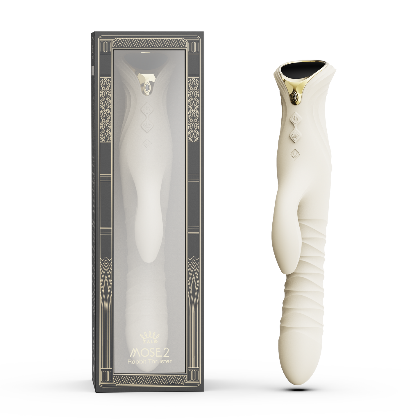 ZALO - Mose 2 - Vibrador con empuje Rabbit – Blanco marfil