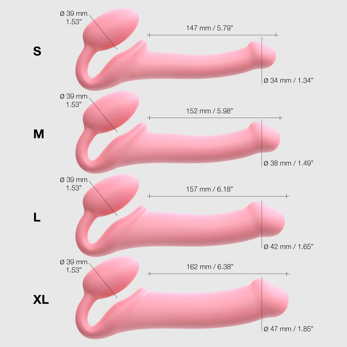 Strap-On-Me - Strapless Strap-on Dildo - Buigbaar - Roze-Erotiekvoordeel.nl