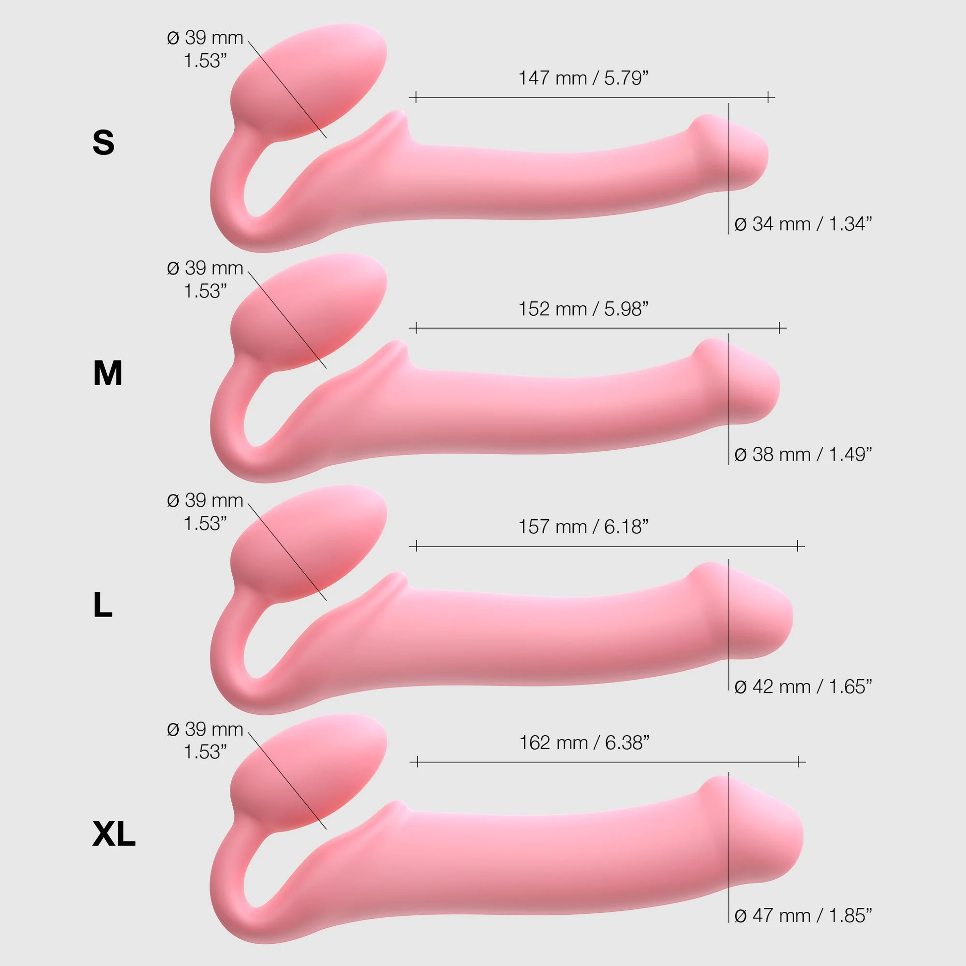 Strap-On-Me - Strapless Strap-on Dildo - Buigbaar - Roze-Erotiekvoordeel.nl