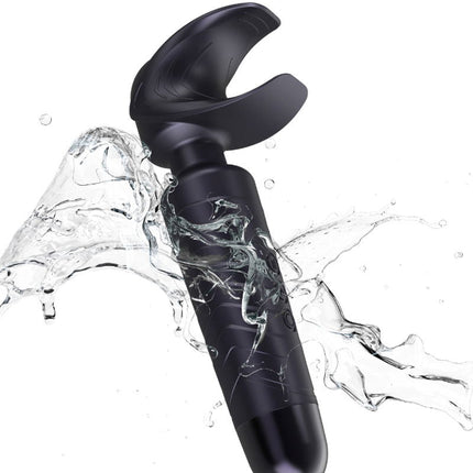 ManWan - Man.Wand EVO - Rechargeable Masturbator AND Wand Vibrator - Black Plum