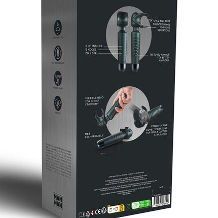 ManWan - Man.Wand EVO - Masturbateur rechargeable ET vibromasseur à baguette - Gris pin