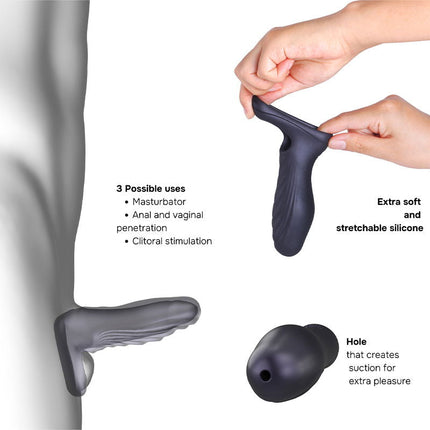 ManWan - Ryzer - Penis Extender and Soft Masturbation Sleeve - Black Plum 