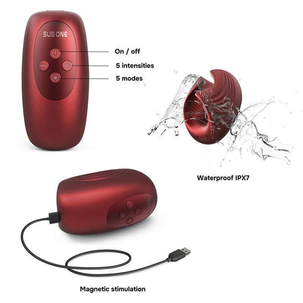 ManWan - Sub One - Vibrerende Masturbator met Tapping Feature - Velvet Red-Erotiekvoordeel.nl