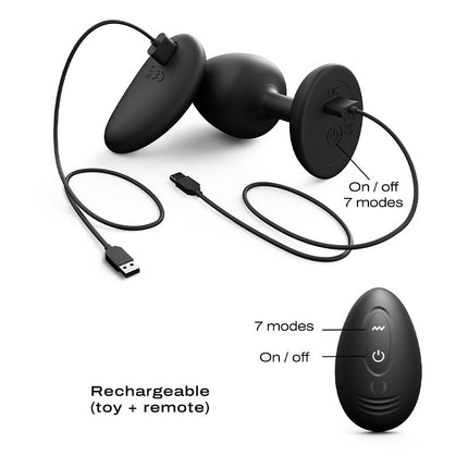 Dorcel - Vibrerende Geisha Infinite Buttplug met Bewegende Metalen Kogel - Zwart - Met Afstandsbediening-Erotiekvoordeel.nl