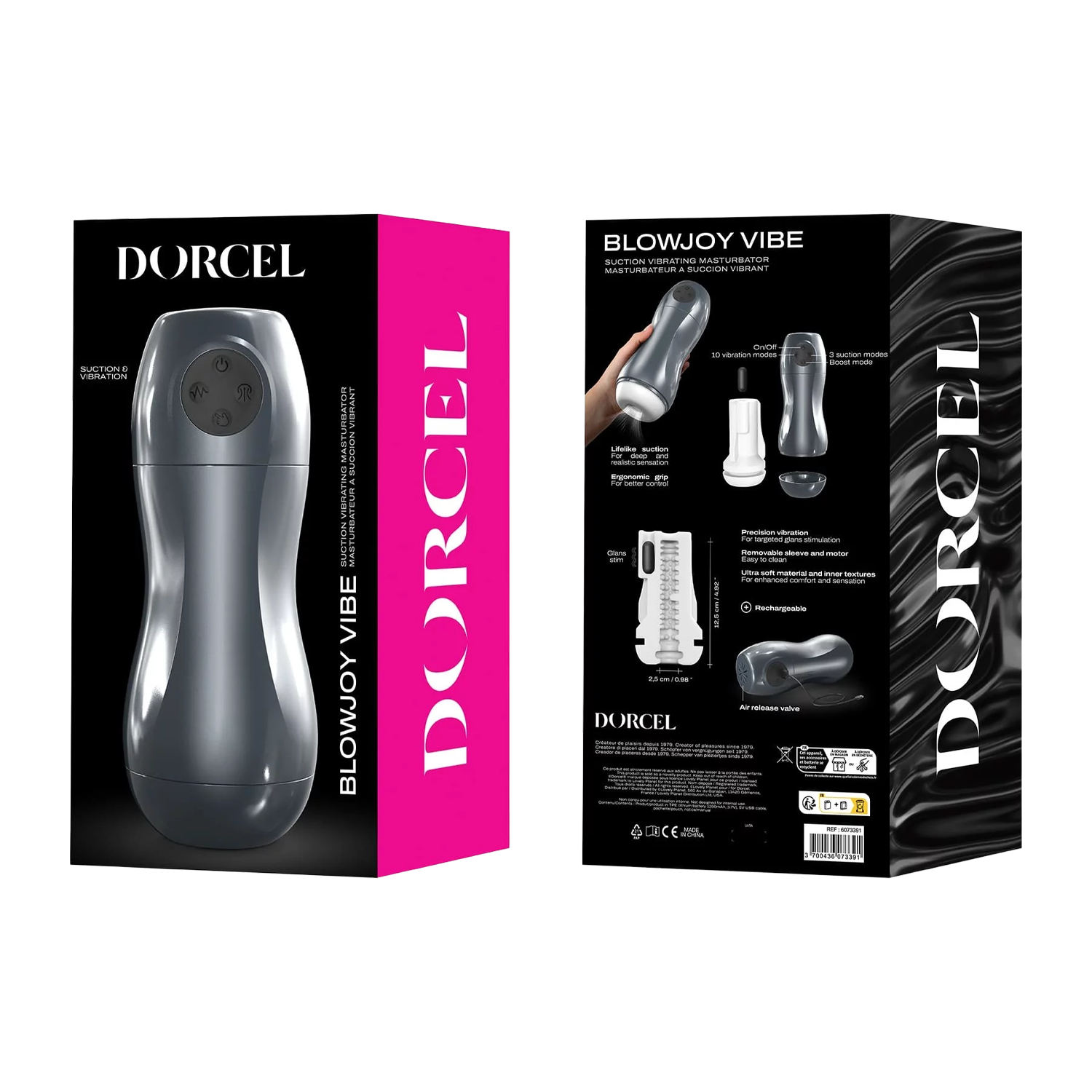 Dorcel - Blowjoy Vibe - Vibrerende Masturbator - Grijs-Erotiekvoordeel.nl