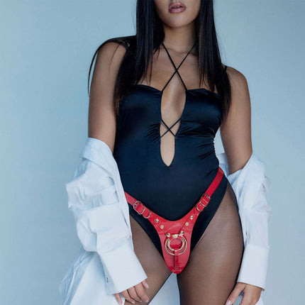 Strap-On-Me - Kunstleren Strapon Harnas Fabulous - Passend van XS t/m XXL - Rood Lak-Erotiekvoordeel.nl