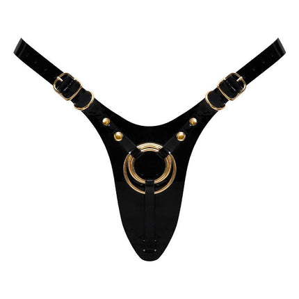 Strap-On-Me - Kunstleren Strapon Harnas Fabulous - Passend van XS t/m XXL - Zwart Lak-Erotiekvoordeel.nl