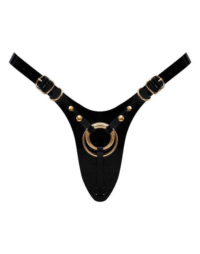 Strap-On-Me - Kunstleren Strapon Harnas Fabulous - Passend van XS t/m XXL - Zwart Lak-Erotiekvoordeel.nl