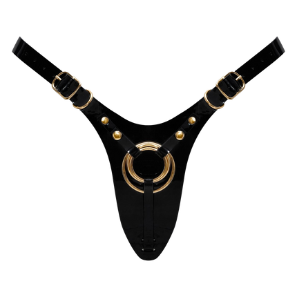 Strap-On-Me - Kunstleren Strapon Harnas Fabulous - Passend van XS t/m XXL - Zwart Lak-Erotiekvoordeel.nl