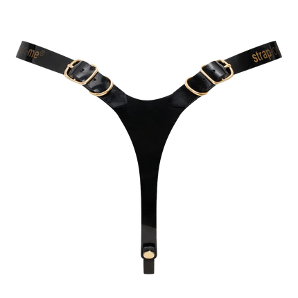 Strap-On-Me - Kunstleren Strapon Harnas Fabulous - Passend van XS t/m XXL - Zwart Lak-Erotiekvoordeel.nl