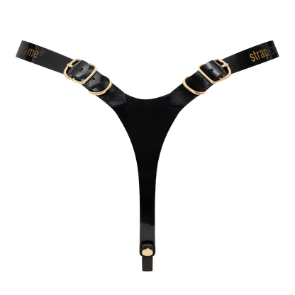 Strap-On-Me - Kunstleren Strapon Harnas Fabulous - Passend van XS t/m XXL - Zwart Lak-Erotiekvoordeel.nl