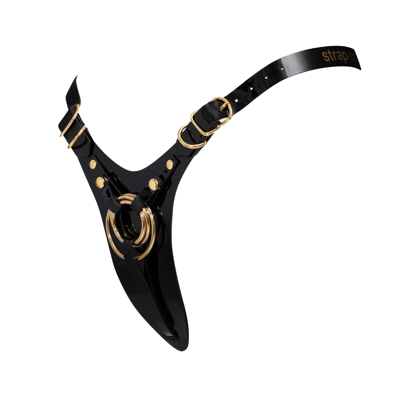 Strap-On-Me - Kunstleren Strapon Harnas Fabulous - Passend van XS t/m XXL - Zwart Lak-Erotiekvoordeel.nl