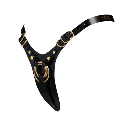 Strap-On-Me - Kunstleren Strapon Harnas Fabulous - Passend van XS t/m XXL - Zwart Lak-Erotiekvoordeel.nl