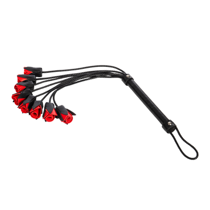 Rimba - BDSM Flogger met Rozen - Zwart/Rood-Rimbastore.com