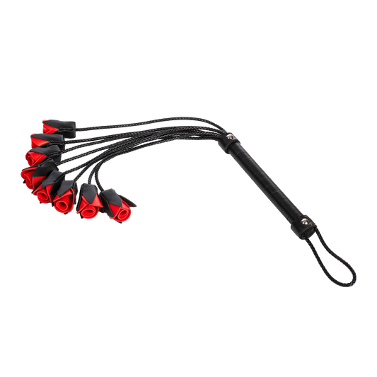 Rimba - BDSM Flogger met Rozen - Zwart/Rood-Erotiekvoordeel.nl