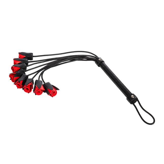 Rimba - BDSM Flogger met Rozen - Zwart/Rood-Rimbastore.com