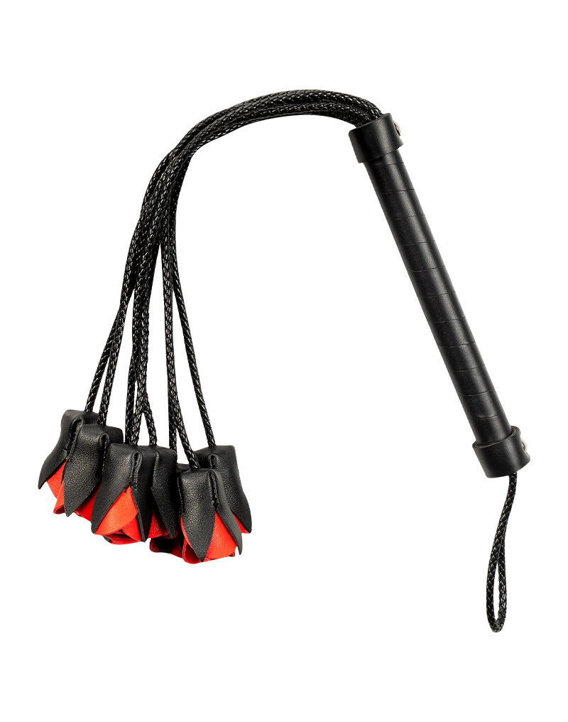 Rimba - BDSM Flogger met Rozen - Zwart/Rood-Rimbastore.com