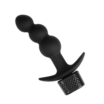 Rimba Electro Play - E-Stim Ribbed Butt Plug - Bipolar - Black