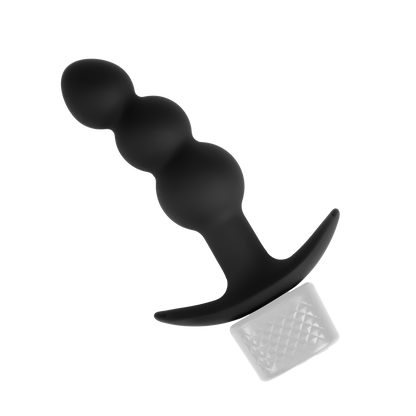 Rimba Electro Play - E-Stim Ribbed Butt Plug - Bipolar - Black