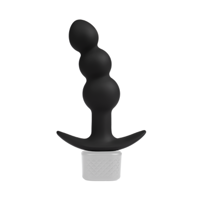 Rimba Electro Play - E-Stim Ribbed Butt Plug - Bipolar - Black