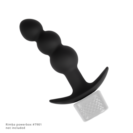 Rimba Electro Play - E-Stim Ribbed Butt Plug - Bipolar - Black