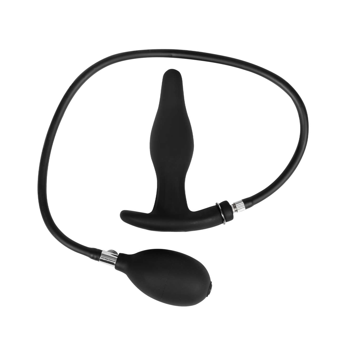 Rimba Electro Play - E-Stim Opblaasbare Anaal Plug - Bi-Polair - Zwart