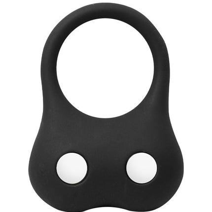 Rimba - Siliconen Ball Stretcher met Twee Metalen Kogeltjes - 70 gram - Zwart-Erotiekvoordeel.nl