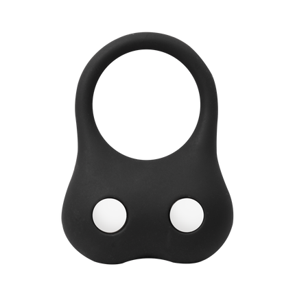 Rimba - Siliconen Ball Stretcher met Twee Metalen Kogeltjes - 70 gram - Zwart-Erotiekvoordeel.nl