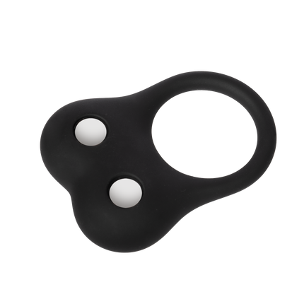 Rimba - Siliconen Ball Stretcher met Twee Metalen Kogeltjes - 70 gram - Zwart-Erotiekvoordeel.nl