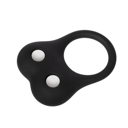 Rimba - Siliconen Ball Stretcher met Twee Metalen Kogeltjes - 70 gram - Zwart-Erotiekvoordeel.nl